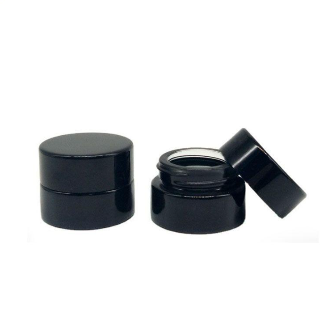 wholesale 5ml UV Protection Black Tempered Glass Jar Bottle Food Grade Non Stick No Leak Wax Dab Extracts Concentrate Container