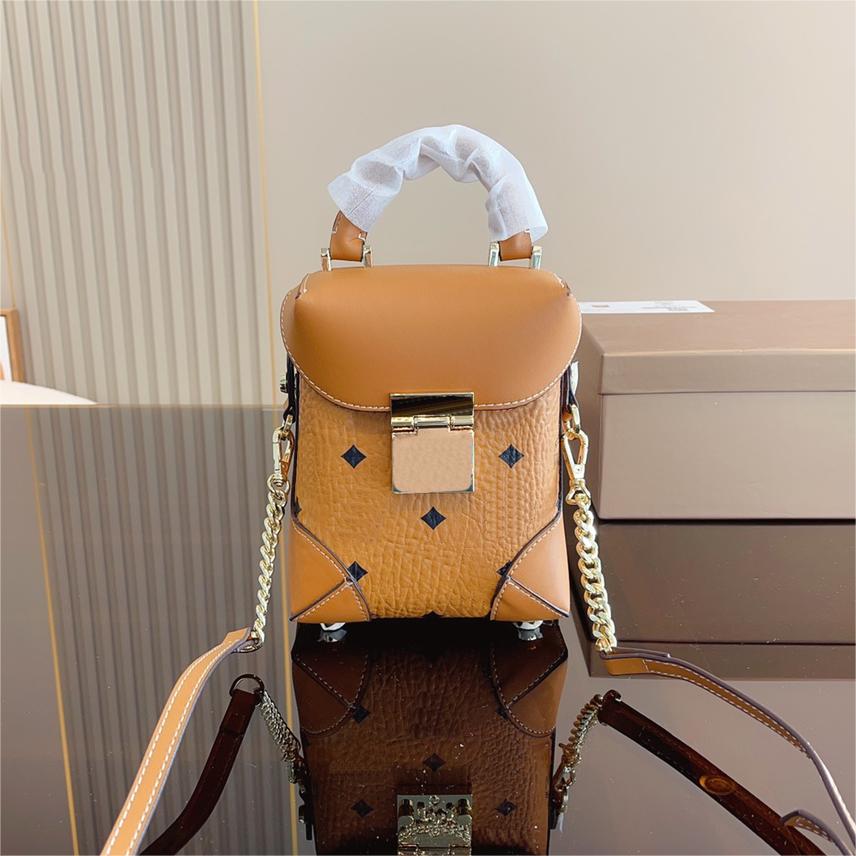 Softberlin Collection Crossbody Bag Fries Chain Bag Cognac M Family Mini Crossbody Leather Trim 2023 Trendy Women's Handbag