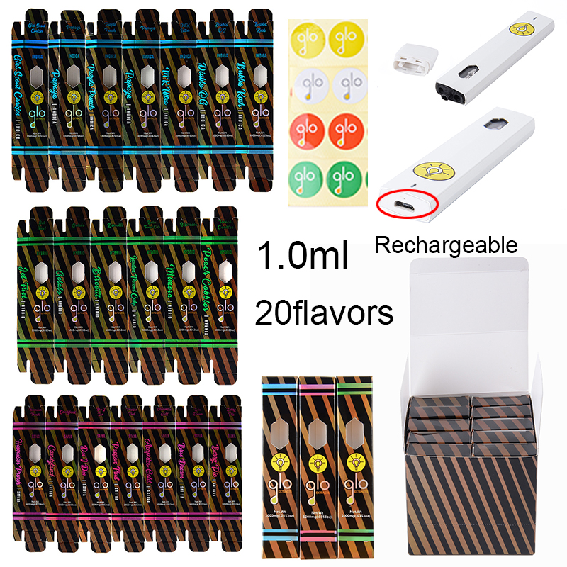 Glo Disposable E cigarettes Rechargeable Disposables Vapes Pens 1.0ml Empty Vape Pen 280mah Battery 20flavors
Glo Disposable E cigarettes Rechargeable Disposables Vapes Pens 1.0ml Empty Vape Pen 280mah Battery 20flavors