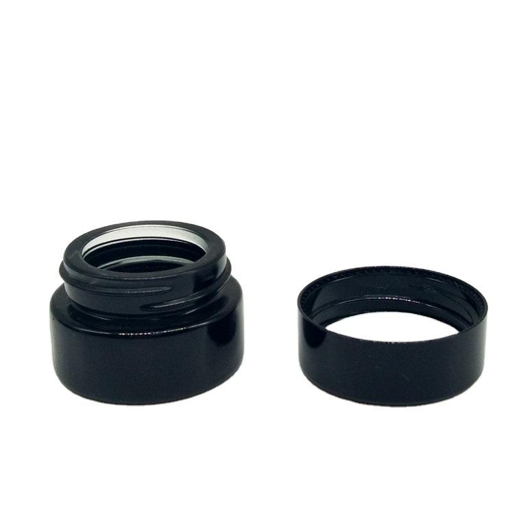 wholesale 5ml UV Protection Black Tempered Glass Jar Bottle Food Grade Non Stick No Leak Wax Dab Extracts Concentrate Container