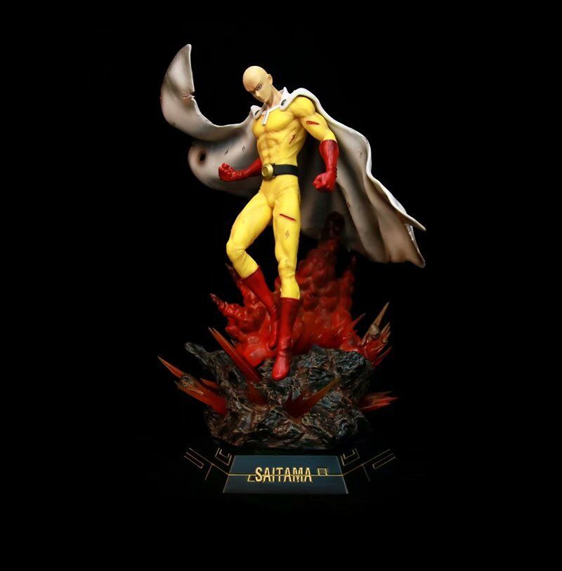 Decompression Toy Anime One Punch Man Saitama Led Light PVC ActIon Figure Japanese Anime Model Collectible Statue Toy Doll Gifts 43cm