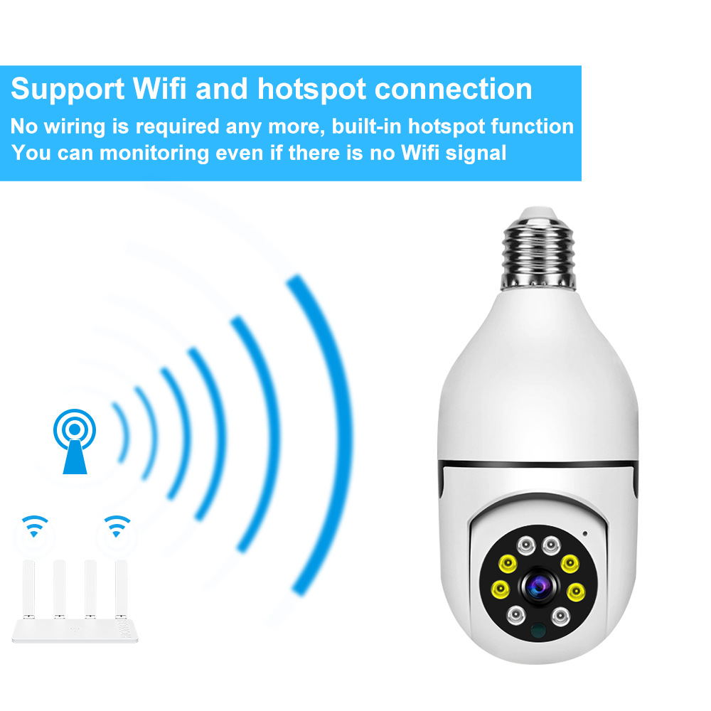 WiFi 360 Panoramic Bulb Camera 1080P Surveillance Camera Wireless Home Security Cameras Night Vision Two Way Audio Smart Motion Detection Support for 