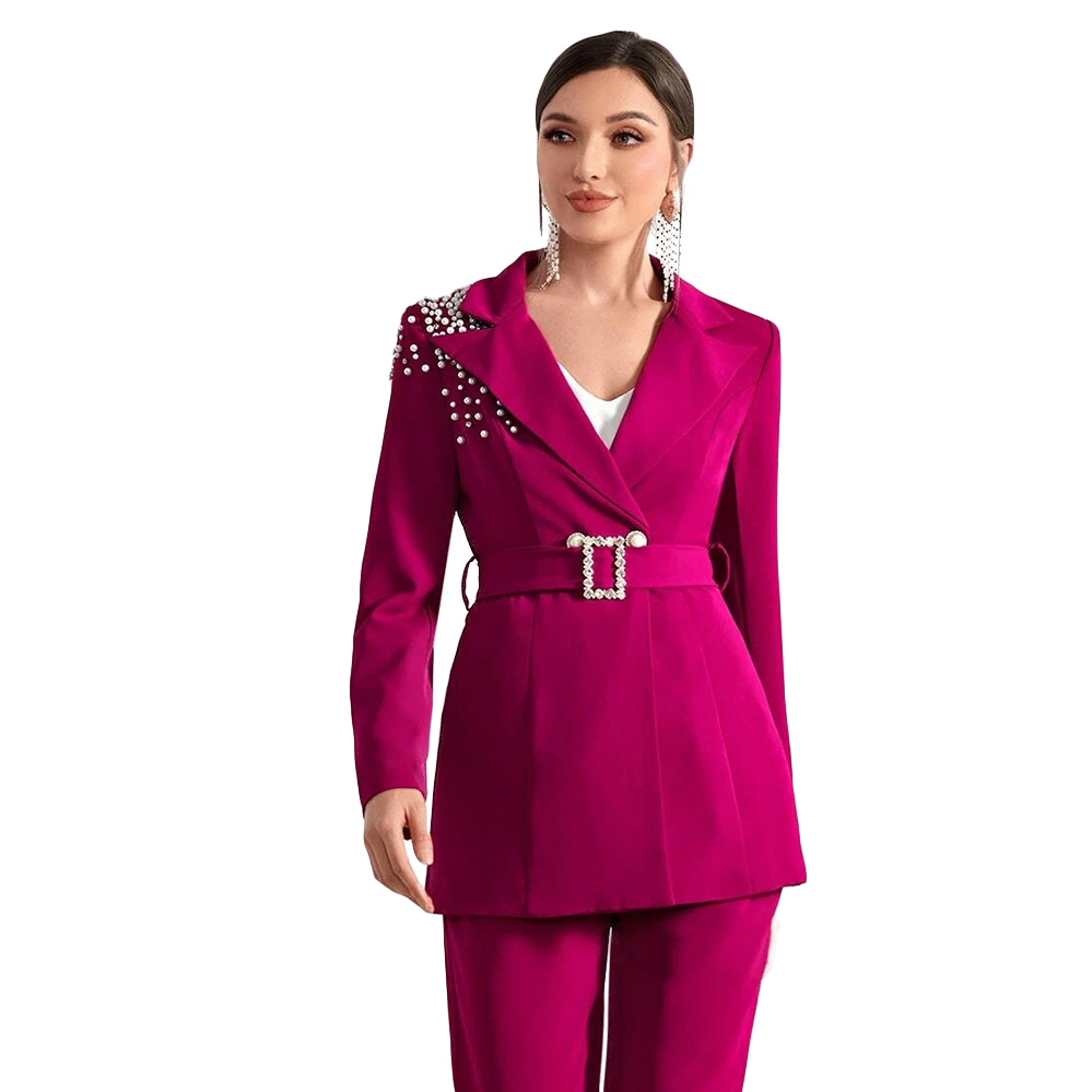 Crystal Beads Mother Of The Bride Pant Suits Loose Evening Party Women Tuxedos Outfit Wear Jacket And Pants
