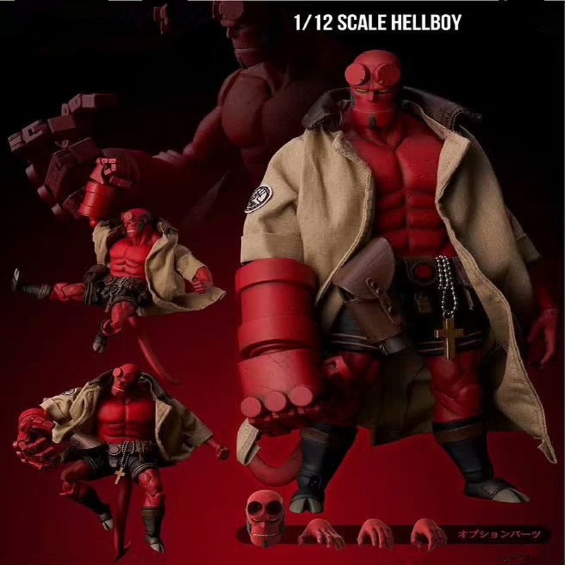 Decompression Toy Real Clothes Can be Undress Mezco Hellboy Action Figure Model Toy Doll Christmas Gift 6 inch