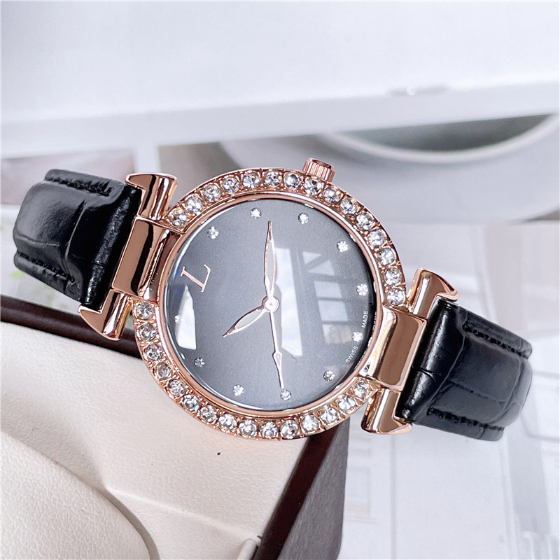 Full Brand Wrist Watches Women Ladies Girl Crystal Style Luxury Leather Strap Quartz Clock L91