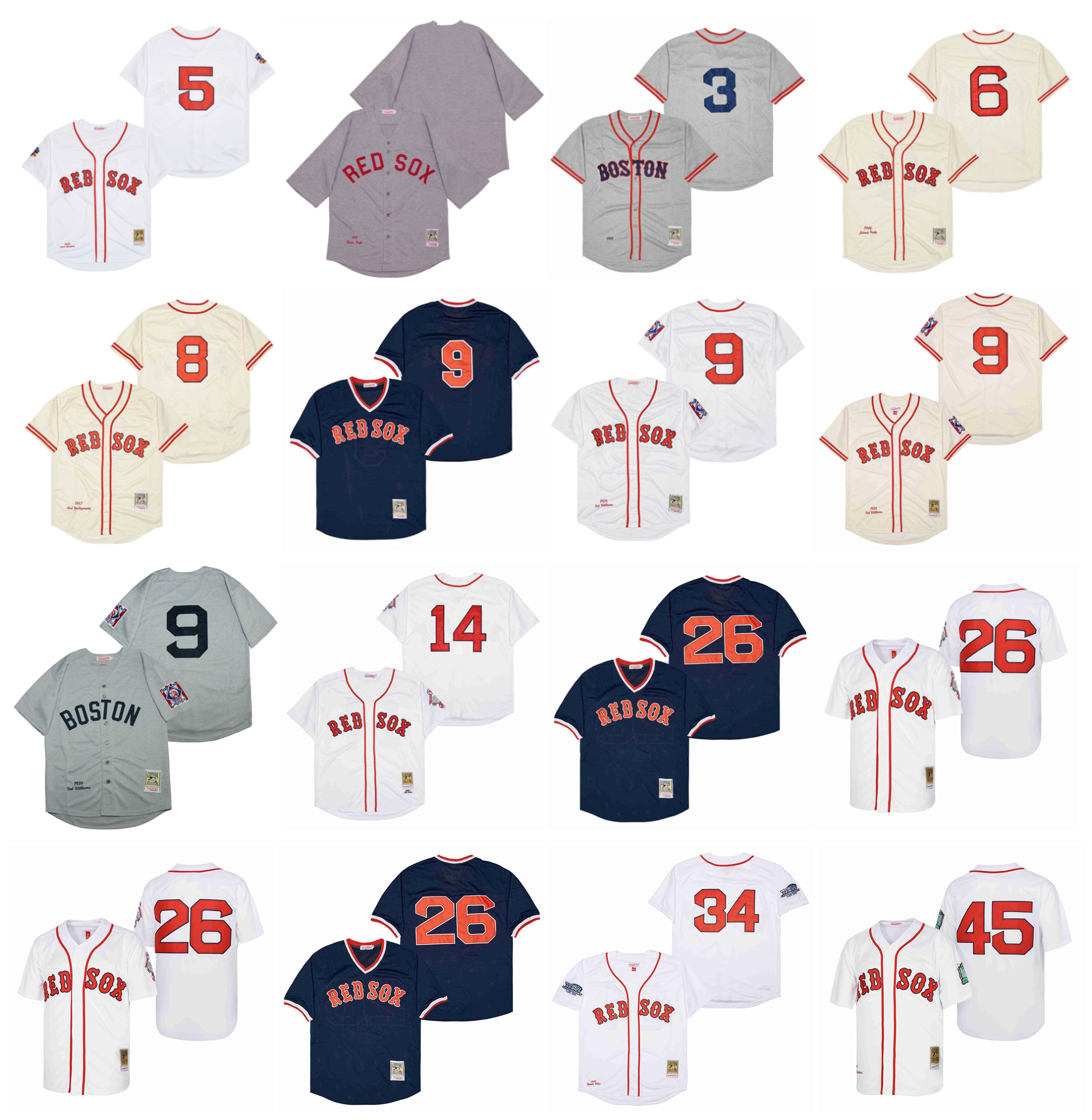 Mitchell and Ness Throwback Nomar Garciaparra Red Sox Baseball Jersey Ted Williams Yastrzemski Johnny Pesky Babe Ruth Jim Rice David 34 Ortiz Wade Boggs Martinez, As pic
Mitchell and Ness Throwback Nomar Garciaparra Red Sox Baseball Jersey Ted Williams Yastrzemski Johnny Pesky Babe Ruth Jim Rice David 34 Ortiz Wade Boggs Martinez, As pic