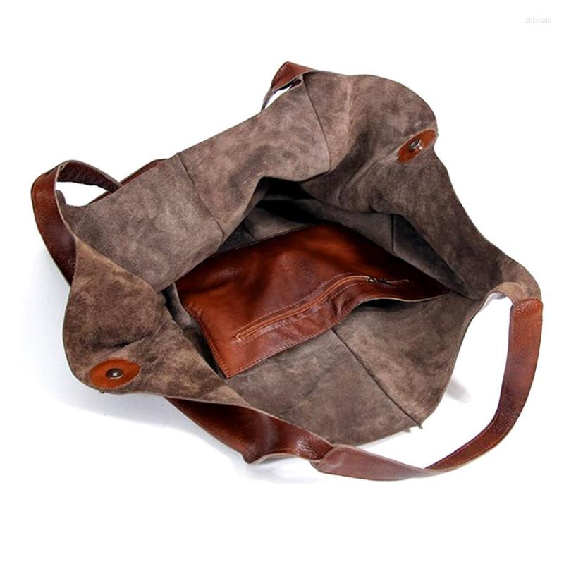 Free Shipping Evening Bags Casual Soft Large Capacity Tote Women Handbags Aged Metal Look Leather Shoulder Bag Retro Big Shopper Clutch