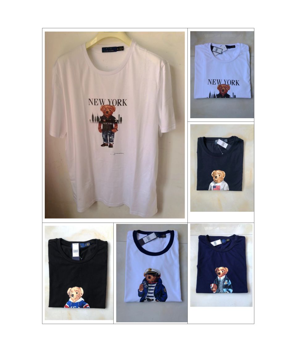 bear polos Men's T-Shirts poloa Hombres Cuello redondo Estampado de manga corta Verano 2022 Nueva moda informal de gama alta 100% algodon S-2XL