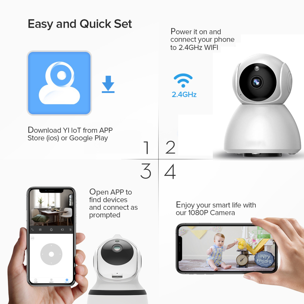 Wifi IP Camera Surveillance 1080P Full HD Night Vision Two Way Audio Wireless Video Motion Detection Camera Baby Monitor Home Security System