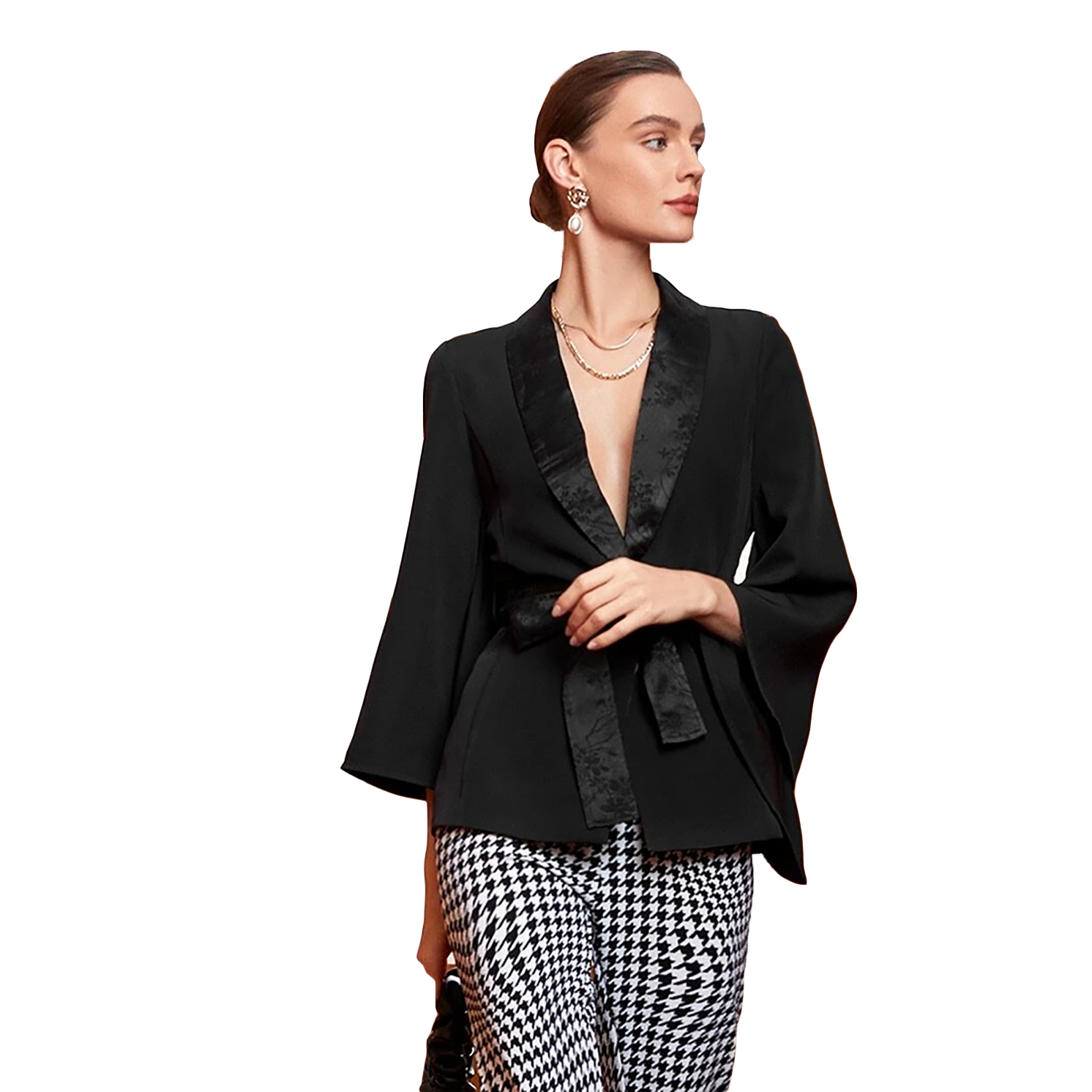 Black Blazer Suit Women New Spring Long Sleeve Short Jacket Elegant Formal Office Ladies Party Evening Wear One Piece