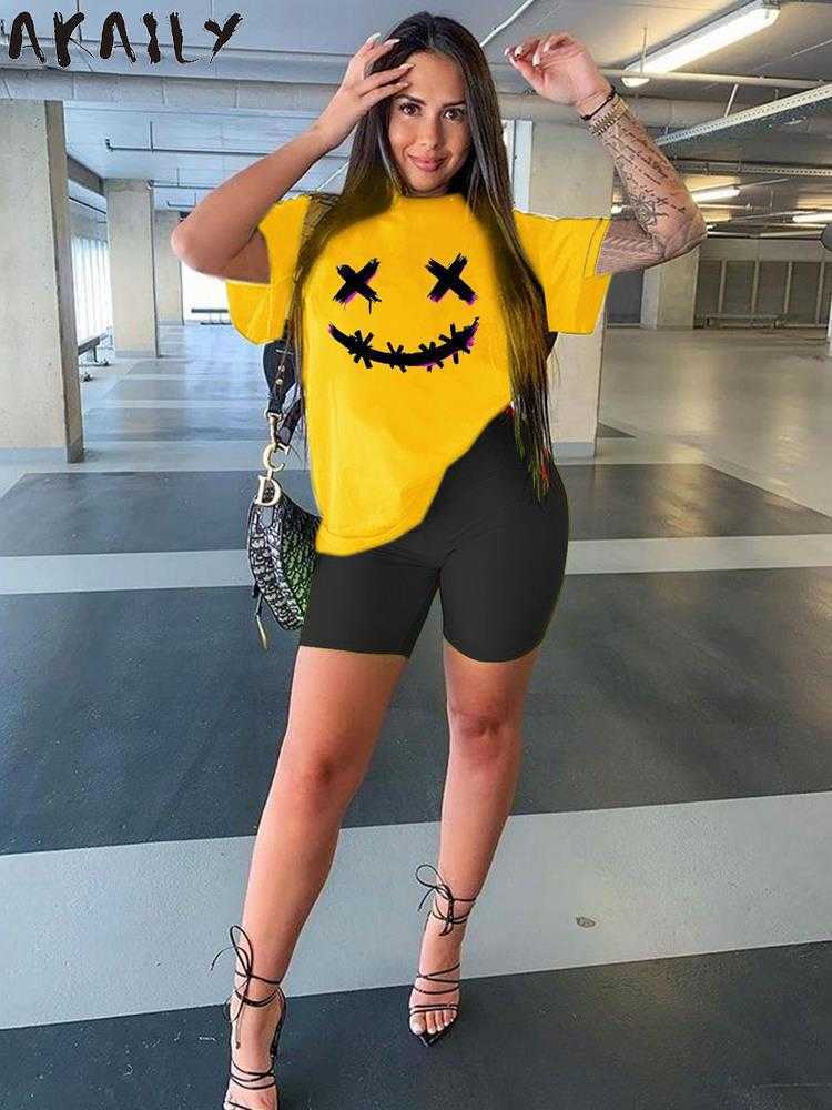 Women' T-Shirt Akaily Summer Fashion Graphic T Shirts O Neck Short Sleeve Print Tee Shirts Women Streetwear Club Yellow Tops Female 2022 T221216
Women' T-Shirt Akaily Summer Fashion Graphic T Shirts O Neck Short Sleeve Print Tee Shirts Women Streetwear Club Yellow Tops Female 2022 T221216
