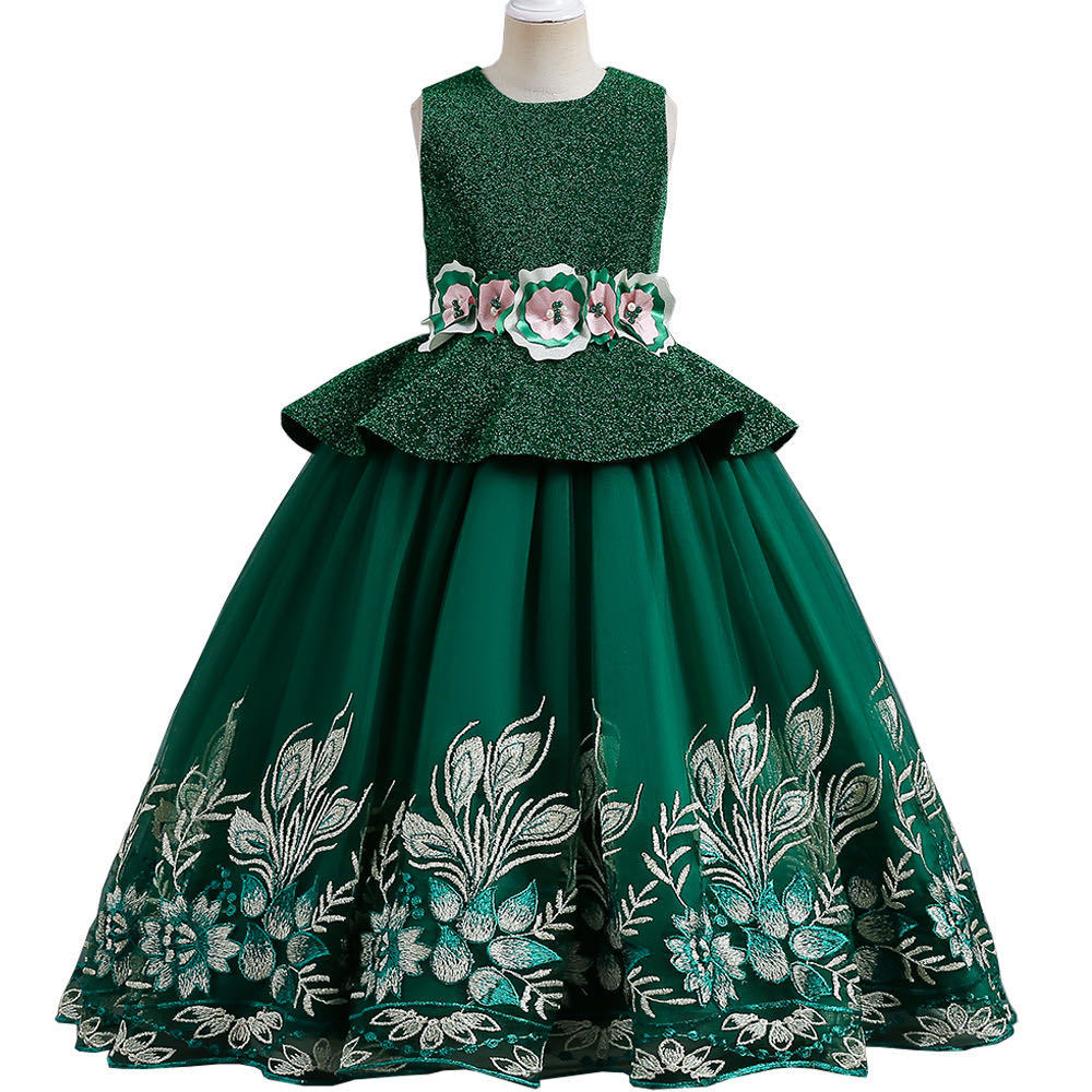 Lovely Kids wer Girl Dresses For Wedding Sleeves Ball Gown Long Train Bridesmaid Dress Girls prom Party birthday gowns