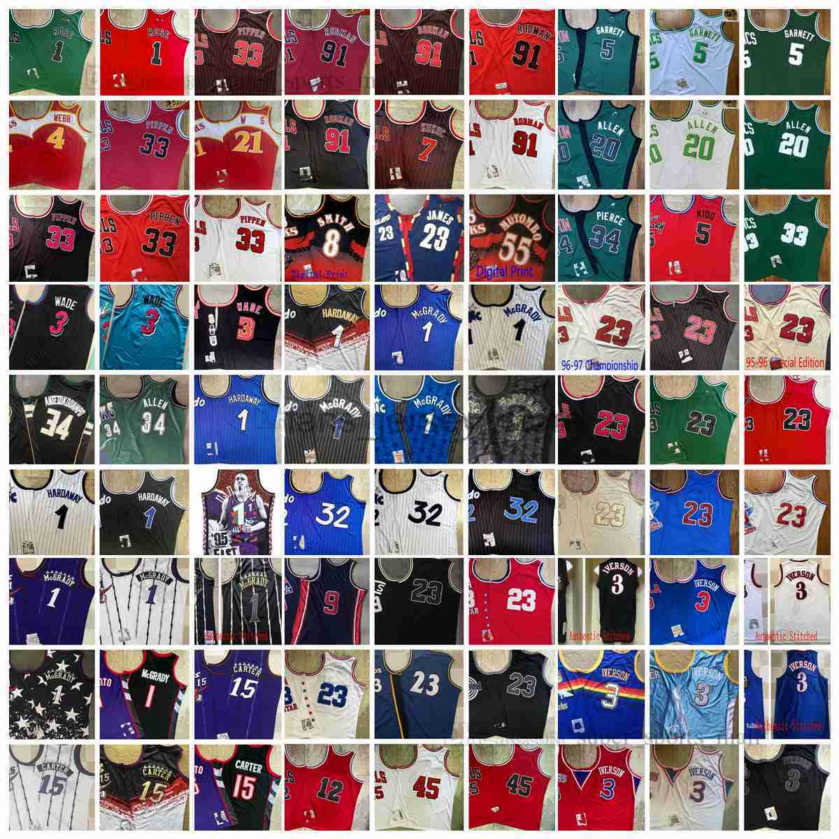 Dense Embroidery Retro Mitchell and Ness Basketball Jerseys Ray Iverson Rose Kukoc Pippen Rodman Garnett Pierce Webb Smith Mutombo McGrady Hardaway Ewing Wade, Choose number on picture
Dense Embroidery Retro Mitchell and Ness Basketball Jerseys Ray Iverson Rose Kukoc Pippen Rodman Garnett Pierce Webb Smith Mutombo McGrady Hardaway Ewing Wade, Choose number on picture
