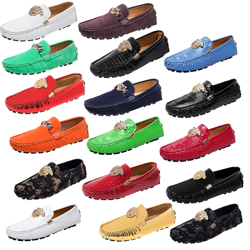 Brand Printed pattern Metal buckleItalian designer Genuine Leather Men Women's shoes Brown Loafers Moccasins Driving Shoe Casual Flat Dress Shoes, 2052-2
Brand Printed pattern Metal buckleItalian designer Genuine Leather Men Women's shoes Brown Loafers Moccasins Driving Shoe Casual Flat Dress Shoes, 2052-2