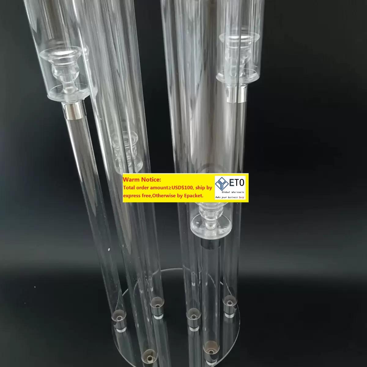 decoration Acrylic Candlestick 8 Heads Clear acrylic Candle Holders Wedding Candelabra Table Centerpieces Flower Stand Holder Candelabrum XJ260305