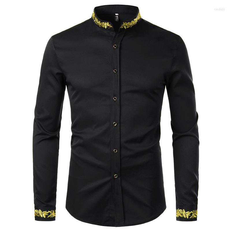 Men' Casual Shirts Black Gold Embroidery Shirt Men Spring Mens Dress Stand Collar Button Up Chemise Homme Camisa Masculina
Men' Casual Shirts Black Gold Embroidery Shirt Men Spring Mens Dress Stand Collar Button Up Chemise Homme Camisa Masculina