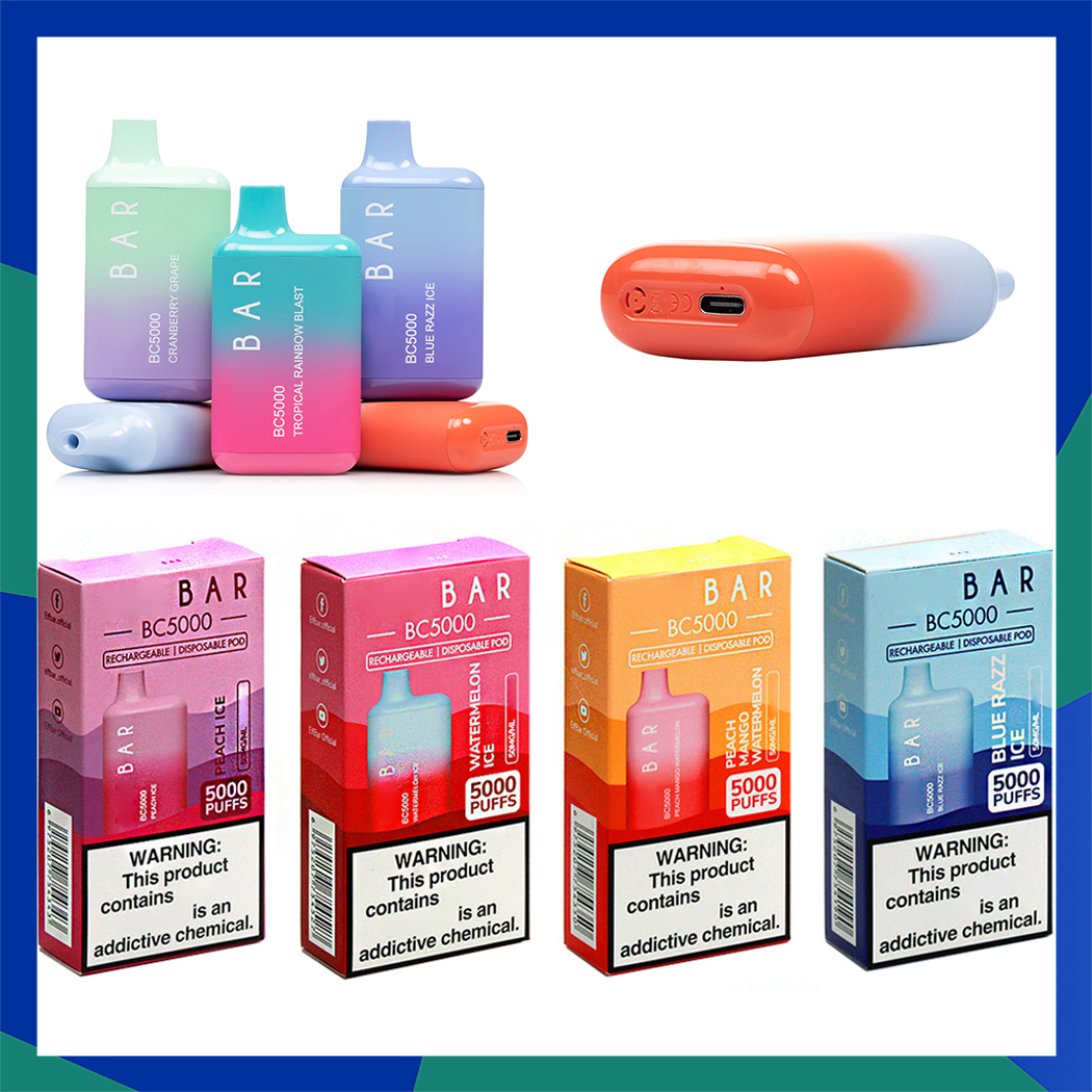 Ef Bar BC5000 Disposable E cigarettes 5000 Puffs Vape Pen 13ml Prefilled Mesh Coil Pods 650mAh Rechargeable Battery Vaporizers elux ultra escobar aroma king bang
Ef Bar BC5000 Disposable E cigarettes 5000 Puffs Vape Pen 13ml Prefilled Mesh Coil Pods 650mAh Rechargeable Battery Vaporizers elux ultra escobar aroma king bang