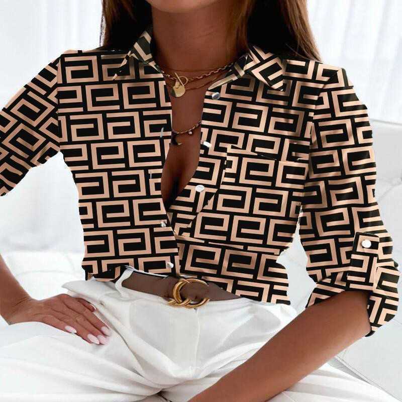 Womens Designer Clothing Fashionable T Shirts For Woman T-shirts Floral Blouse Printing Lapel Neck Long Sleeve New Casual Ladies Quality Top Sweatshir
