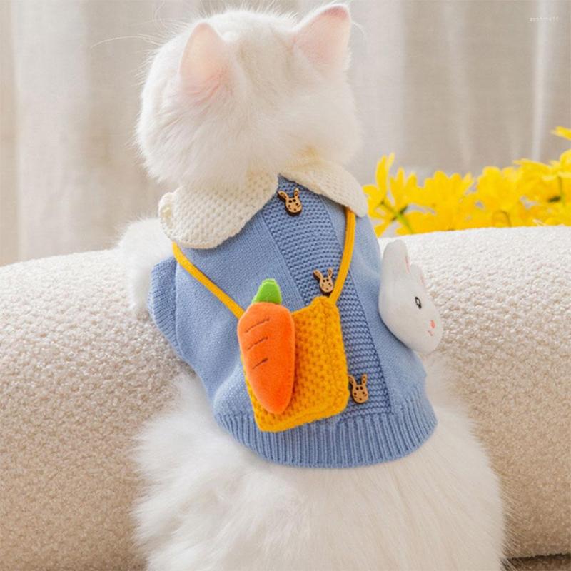 Cat Costumes Sweater Pocket Carrot Autumn Winter Costume Cartoon Knitting Clothing Pet Pullover Warm Clothes For Dog
