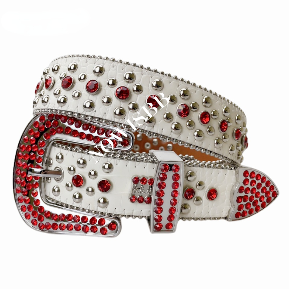 Punk Red Bb Rhinestone Bling Simon Belts Luxury Brand White Leather Strap Western Cowboy Crystal Studded Diamond Belt for Men Women, Bb simon
Punk Red Bb Rhinestone Bling Simon Belts Luxury Brand White Leather Strap Western Cowboy Crystal Studded Diamond Belt for Men Women, Bb simon