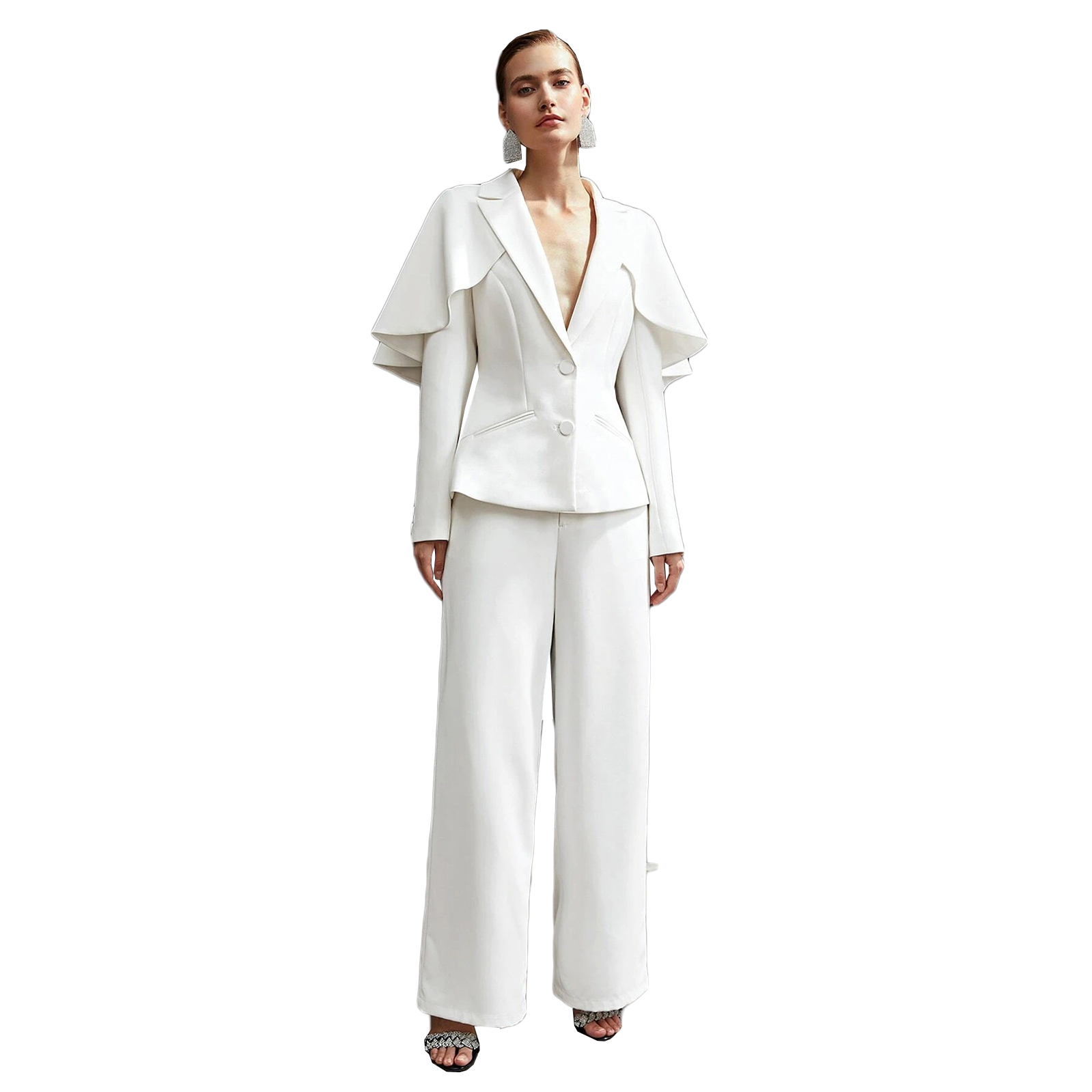 Designer Mother Of The Bride Pant Suits With Wraps White Evening Party Women Tuxedos Outfit Wear 2 Pieces