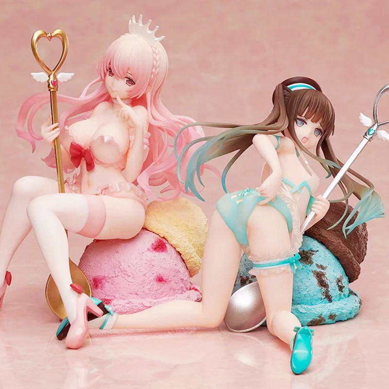 Miniatures Toys Ice Cream Girl Strawberry Milk And Peppermint Chocolate PVC Action Figure Japanese Anime Model Toys Aldult Collection Doll