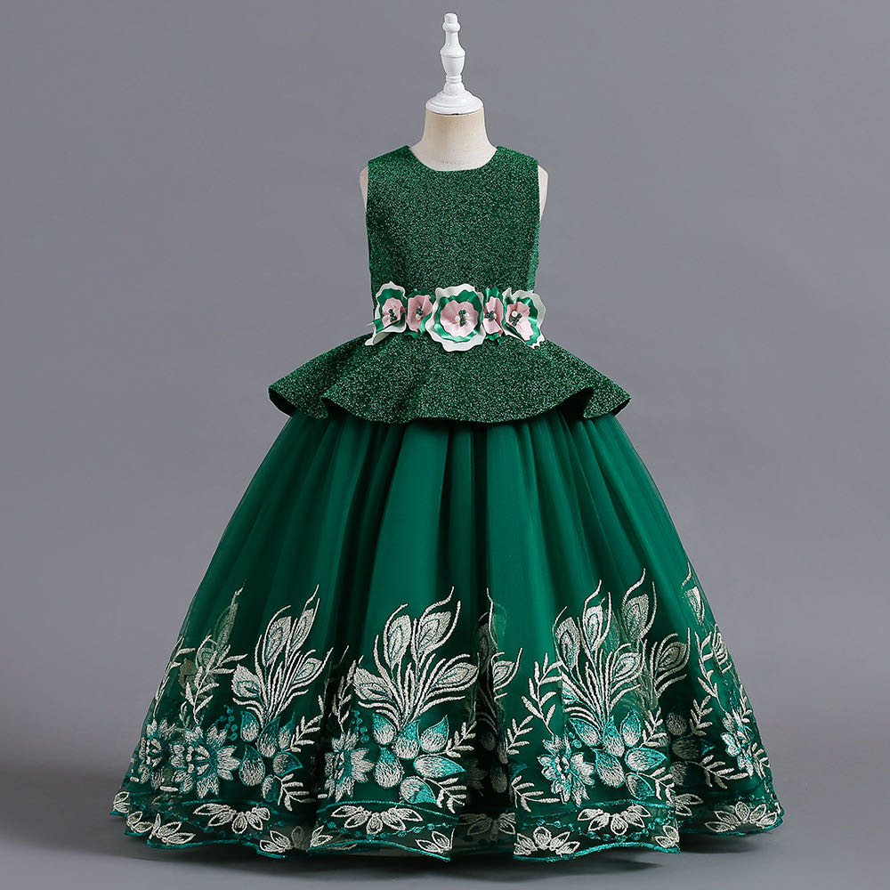 Lovely Kids wer Girl Dresses For Wedding Sleeves Ball Gown Long Train Bridesmaid Dress Girls prom Party birthday gowns