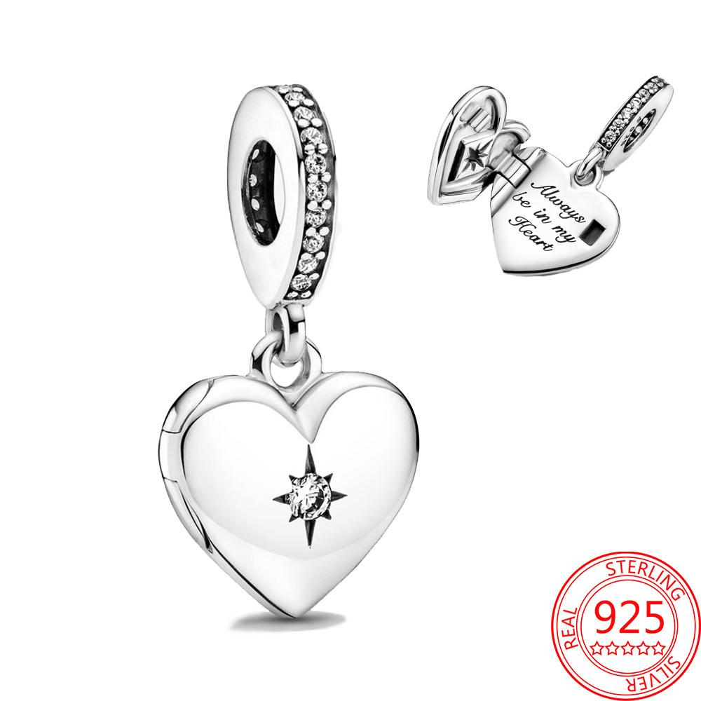 New Popular 925 Sterling Silver Open Heart Fire Box Suspension Hanging Pendant Bracelet Womens Wedding Party Silver Jewelry
