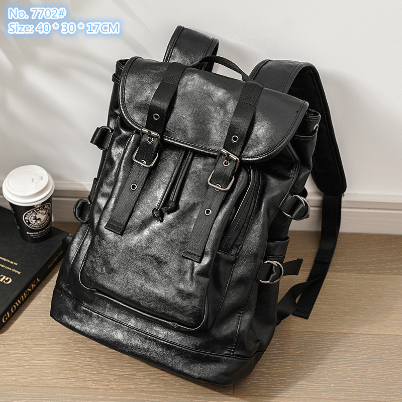 Wholesale factory men shoulder bags outdoor sports fitness leisure leather backpack vertical high-capacity fashion study bag street trend leather handbag