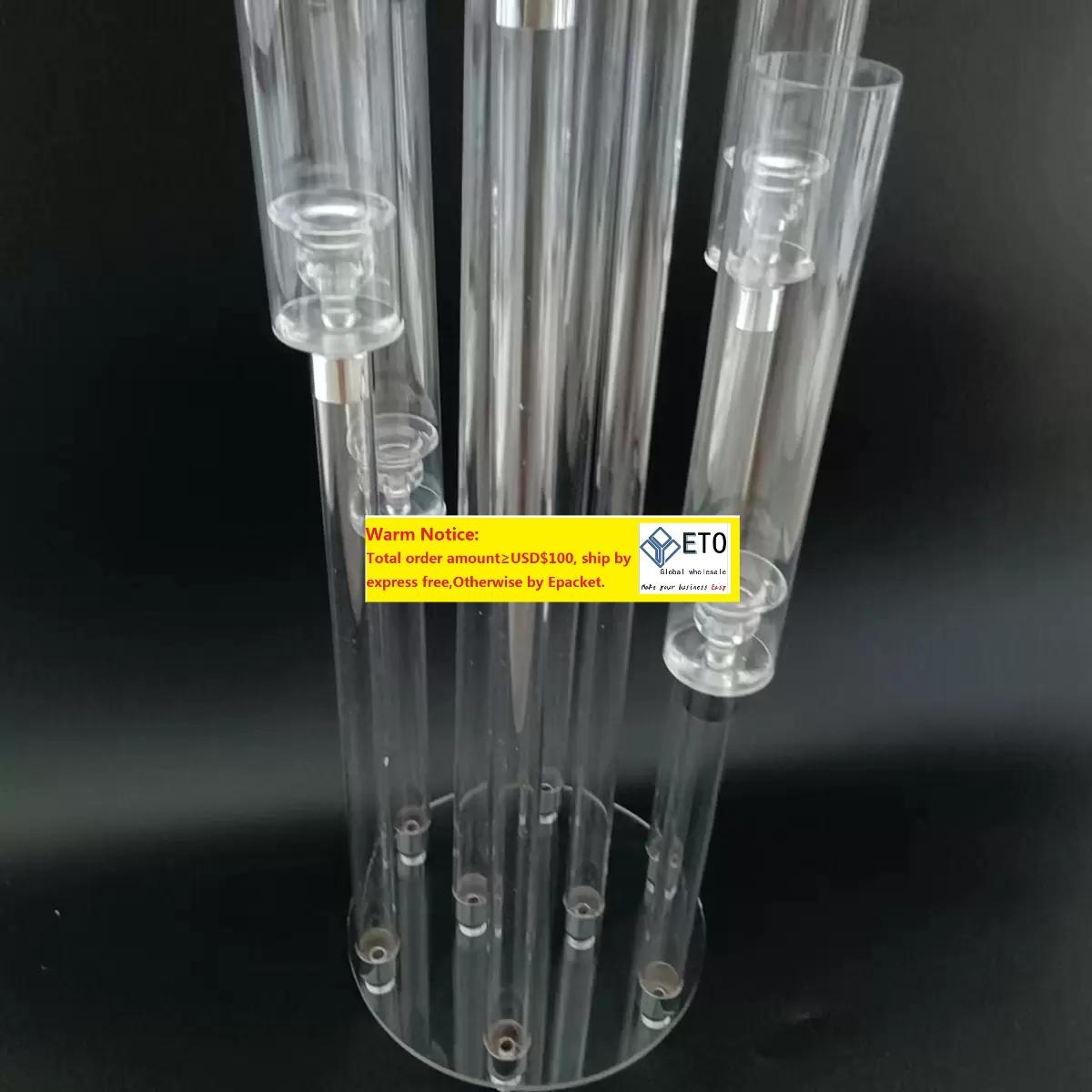decoration Acrylic Candlestick 8 Heads Clear acrylic Candle Holders Wedding Candelabra Table Centerpieces Flower Stand Holder Candelabrum XJ260305