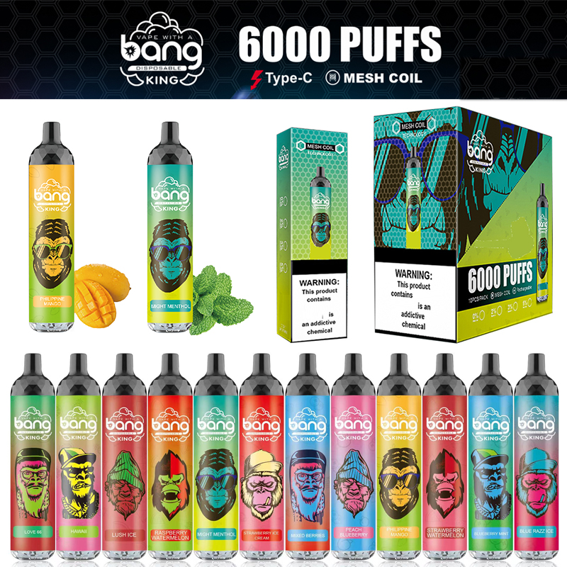 Bang King 6000 Rechargeable disposable Cigarette 6000 puffs vape pen Device E Cigarettes Kit 1100mah 14ml per-filled cartridges pod Vaporizers 0%-5%
Bang King 6000 Rechargeable disposable Cigarette 6000 puffs vape pen Device E Cigarettes Kit 1100mah 14ml per-filled cartridges pod Vaporizers 0%-5%