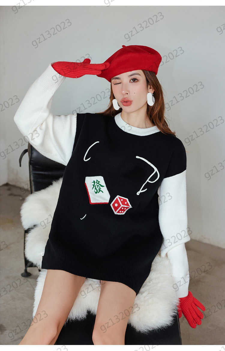 Womens Sweaters New Year Rich Print Christmas Knitted Sweater Classic Color Matching Round Neck Long Sleeve Pullover Joker Knitwear Women Clothes 2 Colors
Womens Sweaters New Year Rich Print Christmas Knitted Sweater Classic Color Matching Round Neck Long Sleeve Pullover Joker Knitwear Women Clothes 2 Colors