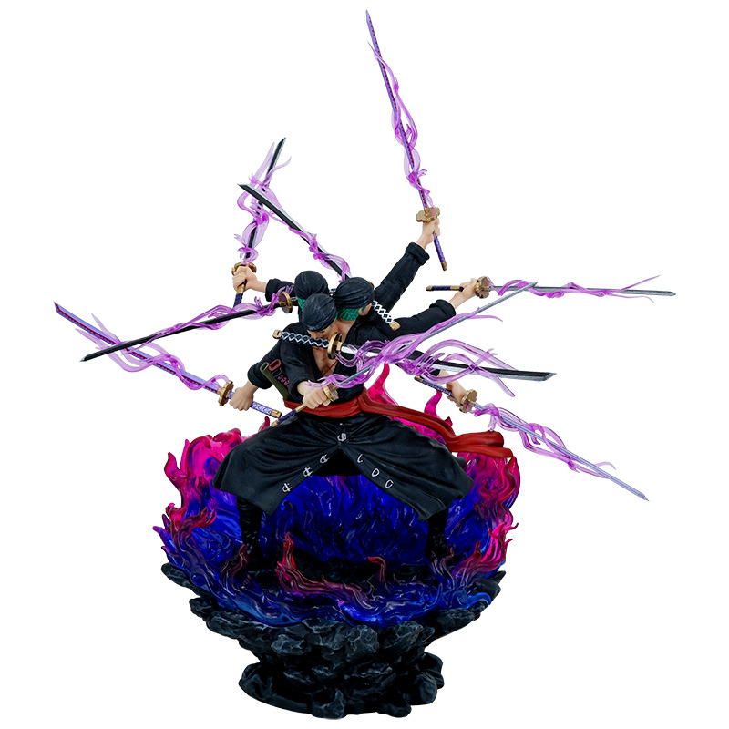 Novelty Games 39cm One Piece Roronoa Zoro Anime Figure Gk Three Heads And Six Arms Nine Knives Flow Ashura Pvc Action Figurine Model Toys Do