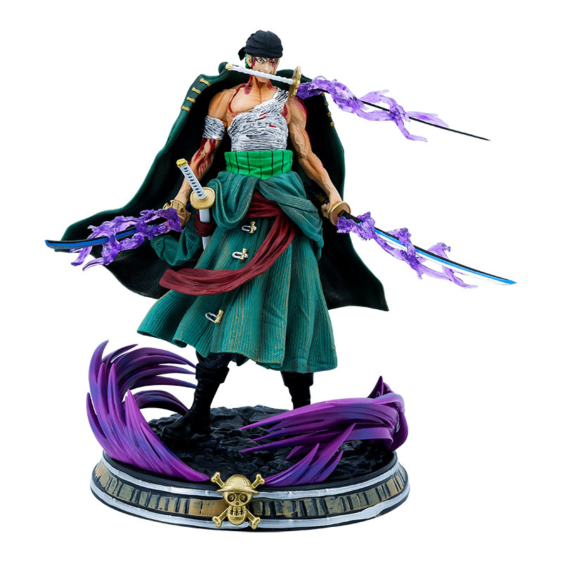 Novelty Games Amine One Piece 35cm Bloody Zoro Figures Gk Series Bath Blood Statue Flow Domineering Model Ornaments Birthday Gifts Figurine