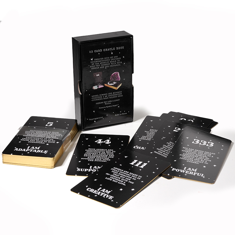 Angel Number Messages & Affirmation Oracle Deck, 53 Cards, Gold Gilded Edge