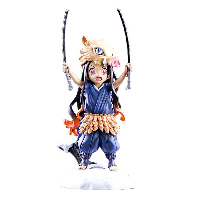 Novelty Games Anime Demon Slayer Figure 19Cm Kamado Nezuko Cos Hashibira Inosuke Cute Statue Q Version Kawaii Figurines Gift For Kid Christm