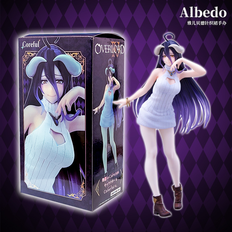 Novelty Games Anime Overlord Albedo Knitted Skirt 22cm Sexy Action Figure Pure White Demon Statue Model Dollfigurines Christmas Gift Ornamen