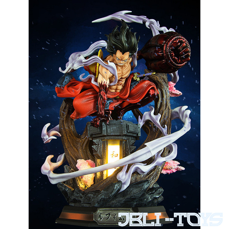 Novelty Games One Piece Anime Figure 26cm Wano Gear 4 Luffy 2 Head Pieces Statue Figures Collectible Model Decoration Toy Christmas Gift