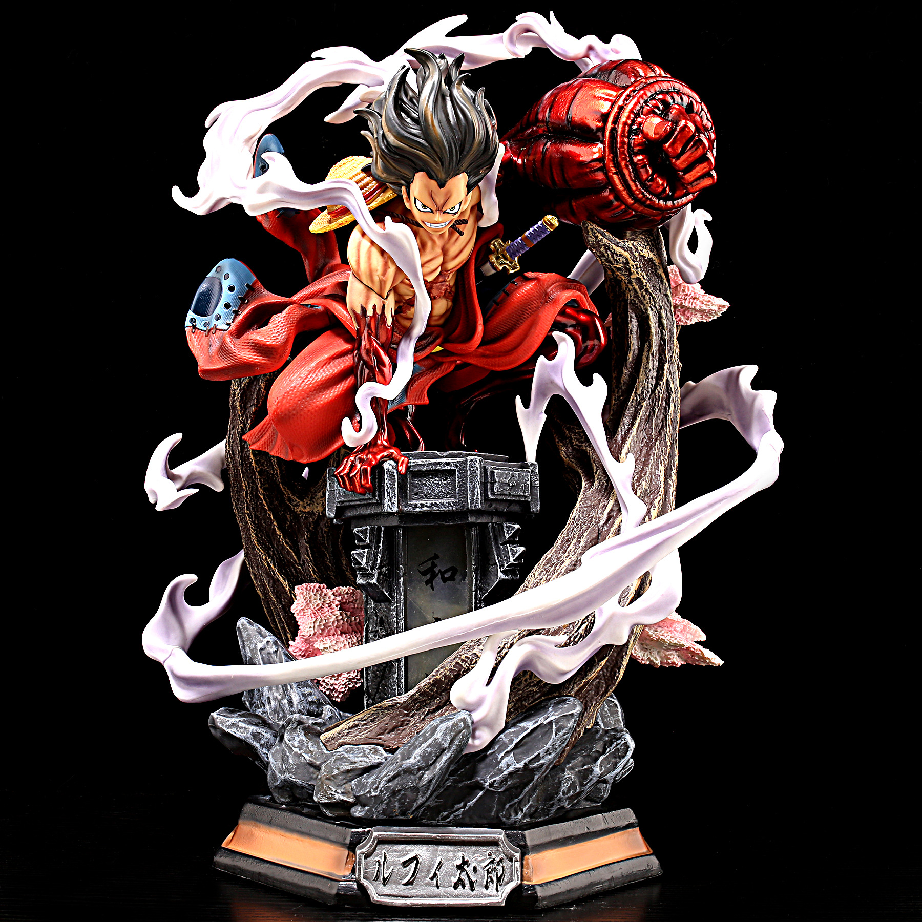 Novelty Games One Piece Anime Figure 26cm Wano Gear 4 Luffy 2 Head Pieces Statue Figures Collectible Model Decoration Toy Christmas Gift