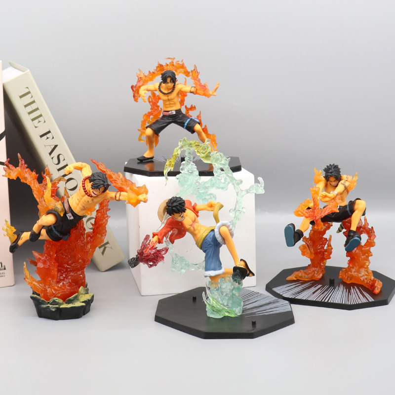 Novelty Games New Anime One Piece Flame Effect Series Figures Pvc Luffy Sanji Ace Statue Ornament Birthday Present For Kids Figurines