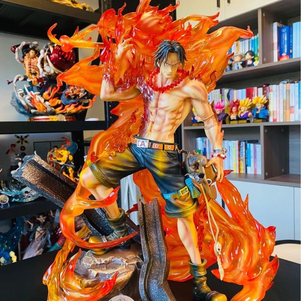 Novelty Games Anime One Piece Ace Super Large Figure Toys Luminous 35cm Pvc Statue Christmas Birthday Gift Toy Figurines For Children