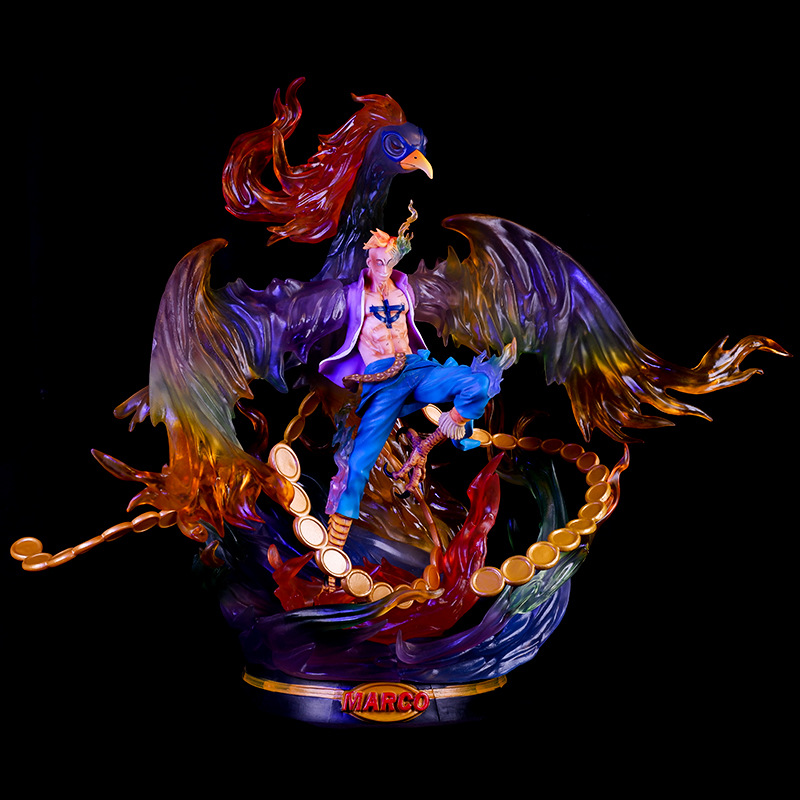 Novelty Games Anime One Piece Marco Action Figure Doll Black Pearl The Phoenix Gk Large Statue Model Toys Christmas Gift 41cm Pvc Figurines