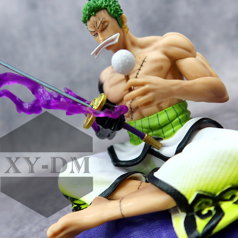 Novelty Games One Piece Anime Roronoa Zoro Figure Collection Model Toys Kids Gifts 21cm Wipe The Sword Zoro Fan Collectibles Sitting Positio