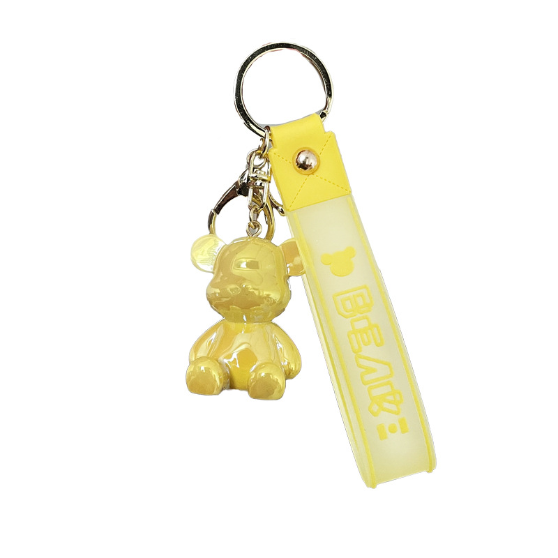 Electroplated Resin Bear Pendant Cartoon Keychains Cute Bag Hanging Ornament