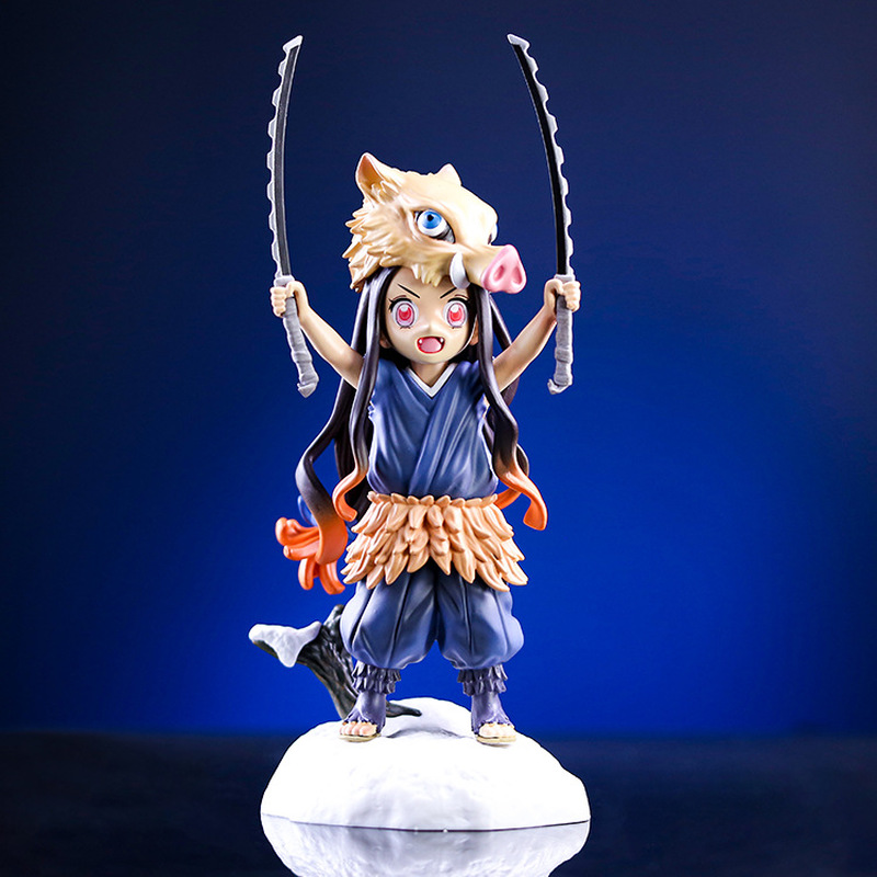 Novelty Games Anime Demon Slayer Figure 19Cm Kamado Nezuko Cos Hashibira Inosuke Cute Statue Q Version Kawaii Figurines Gift For Kid Christm