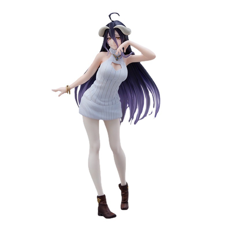 Novelty Games Anime Overlord Albedo Knitted Skirt 22cm Sexy Action Figure Pure White Demon Statue Model Dollfigurines Christmas Gift Ornamen