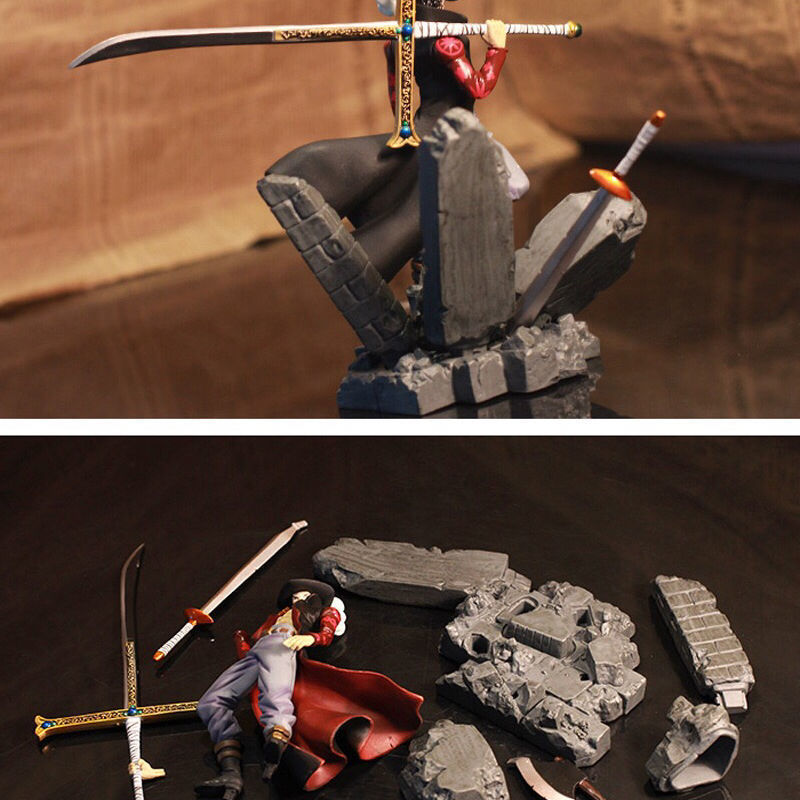 Novelty Games 15cm Scultures Big Anime Figure Toy Luffy Dracule Mihawk Model Doll With Sword Anime Brinquedos for Gifts