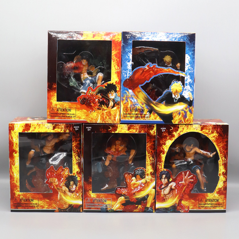 Novelty Games New Anime One Piece Flame Effect Series Figures Pvc Luffy Sanji Ace Statue Ornament Birthday Present For Kids Figurines