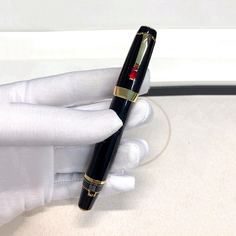 wholesale Top Bohemies 14K Retractable Nib Classics Fountain Pen 11cm Portable Short Travel Office Writing Ink Pens With Gem And Serial Number