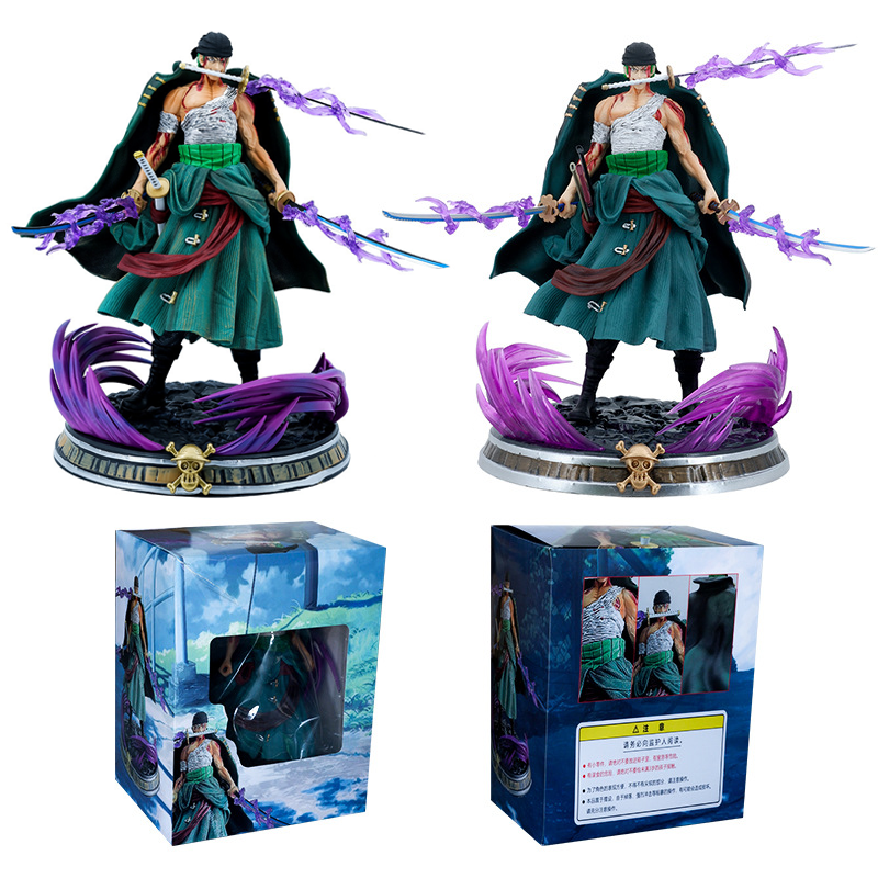 Novelty Games Amine One Piece 35cm Bloody Zoro Figures Gk Series Bath Blood Statue Flow Domineering Model Ornaments Birthday Gifts Figurine